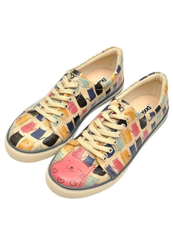 Women Vegan Leather Multicolor Sneakers - Meow Meow Design | DOGO Store