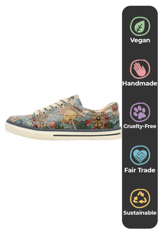 Women Vegan Leather Multicolor Sneakers The Sun Never Goes Down Design